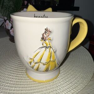 Rae Dunn Disney Belle Yellow and White Mug